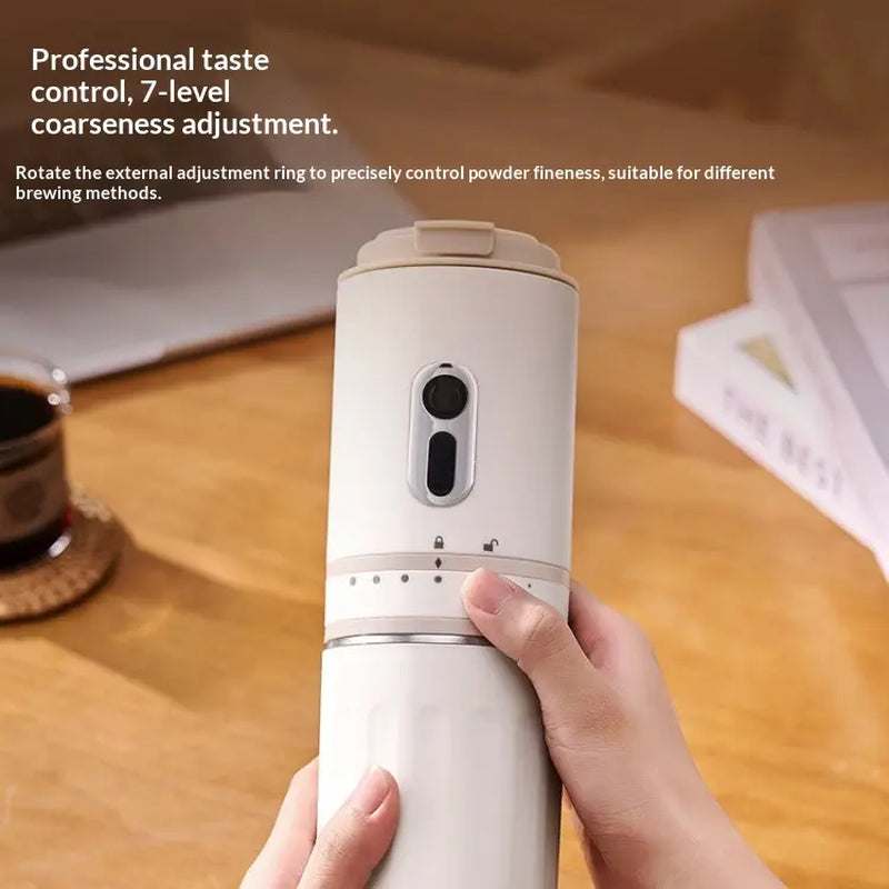 All-In-One Electric Pour over Coffee Maker, Rechargeable Conical Burr Grinder, Cordless Portable Coffee Brewer for Hiking, Picnic, Office