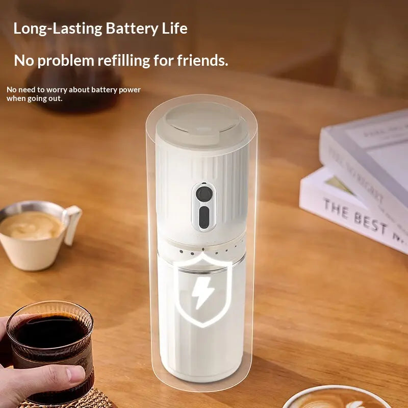 All-In-One Electric Pour over Coffee Maker, Rechargeable Conical Burr Grinder, Cordless Portable Coffee Brewer for Hiking, Picnic, Office