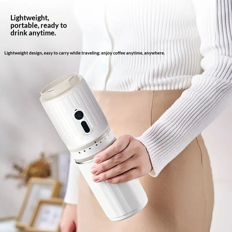 All-In-One Electric Pour over Coffee Maker, Rechargeable Conical Burr Grinder, Cordless Portable Coffee Brewer for Hiking, Picnic, Office