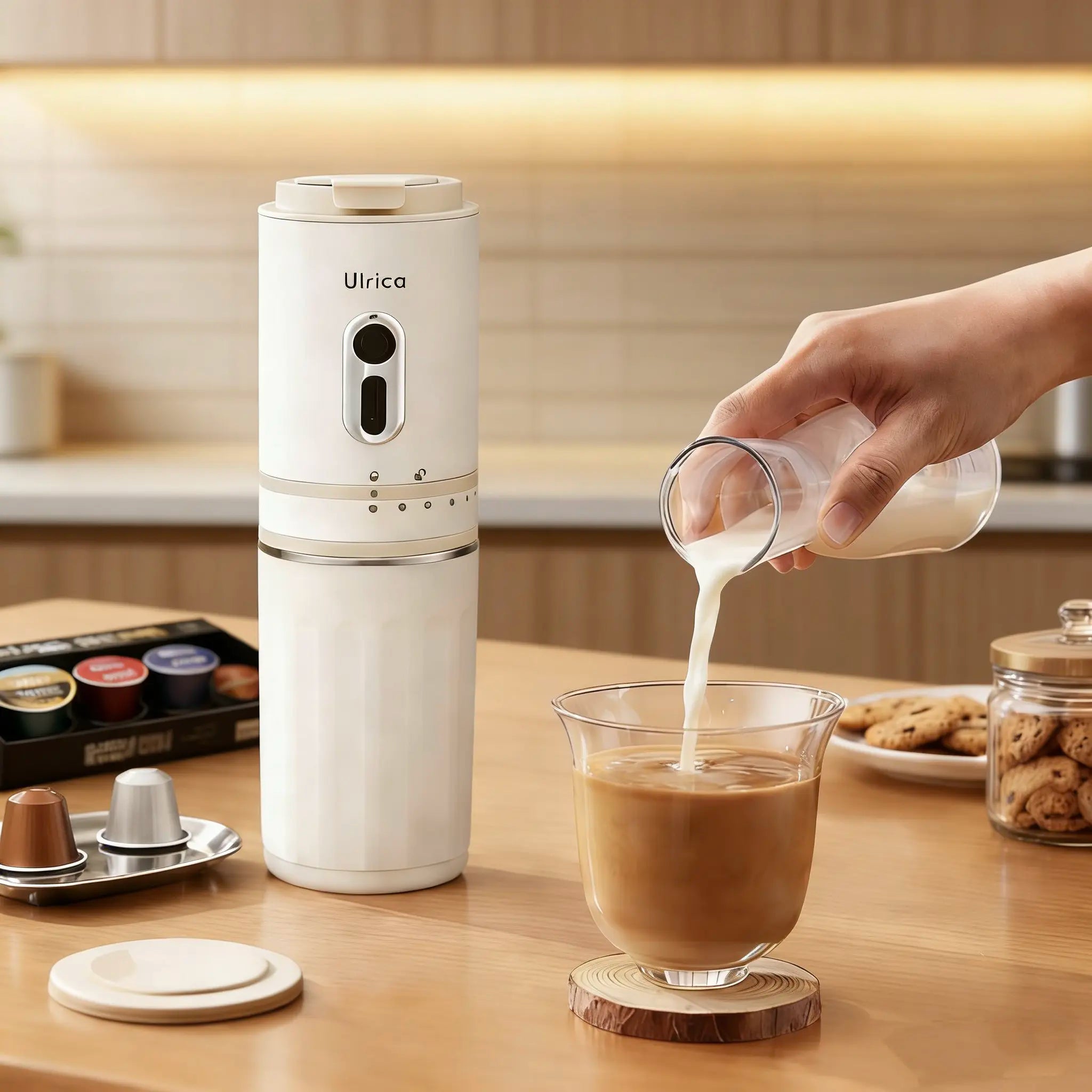 All-In-One Electric Pour over Coffee Maker, Rechargeable Conical Burr Grinder, Cordless Portable Coffee Brewer for Hiking, Picnic, Office