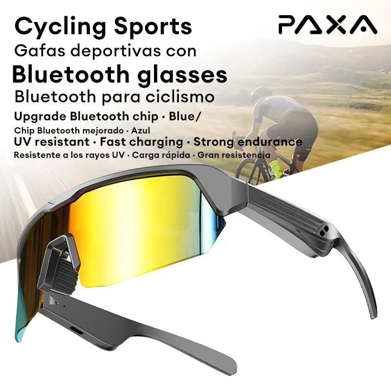 PAXA YJ-006 Cycling Sports Bluetooth Glasses 2-In-1 UV 400 Filtration and Anti-Blue Light One-Touch Control On/Off Incoming Call Play Pause Wake up the Voice Assistant Suitable for Running Cycling Fishing and Hiking