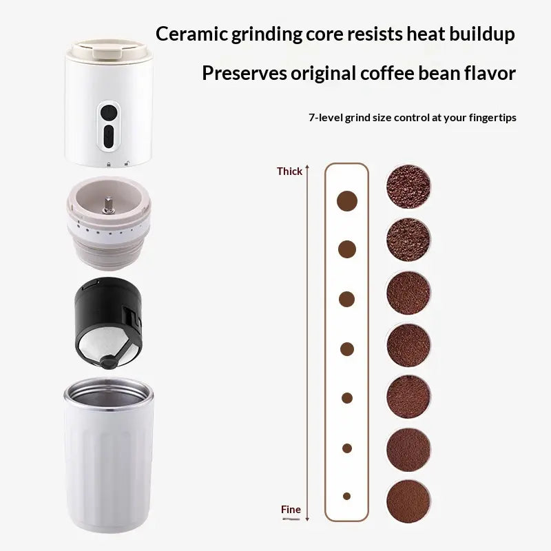 All-In-One Electric Pour over Coffee Maker, Rechargeable Conical Burr Grinder, Cordless Portable Coffee Brewer for Hiking, Picnic, Office